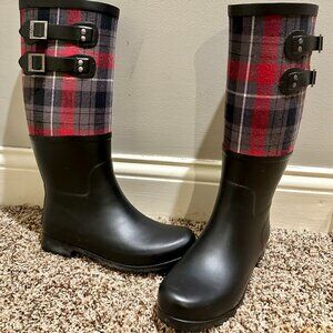 Red/Black/Grey UGG Plaid boots with Buckles on the side!